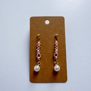 Handmade Beaded Pearl Dangle Earrings